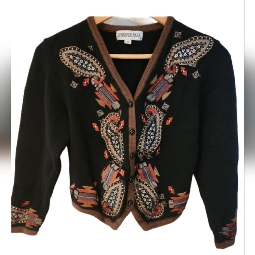 Funktional Jennifer Park NY "Grandma Grunge" Pure Wool Embroidered Sweater